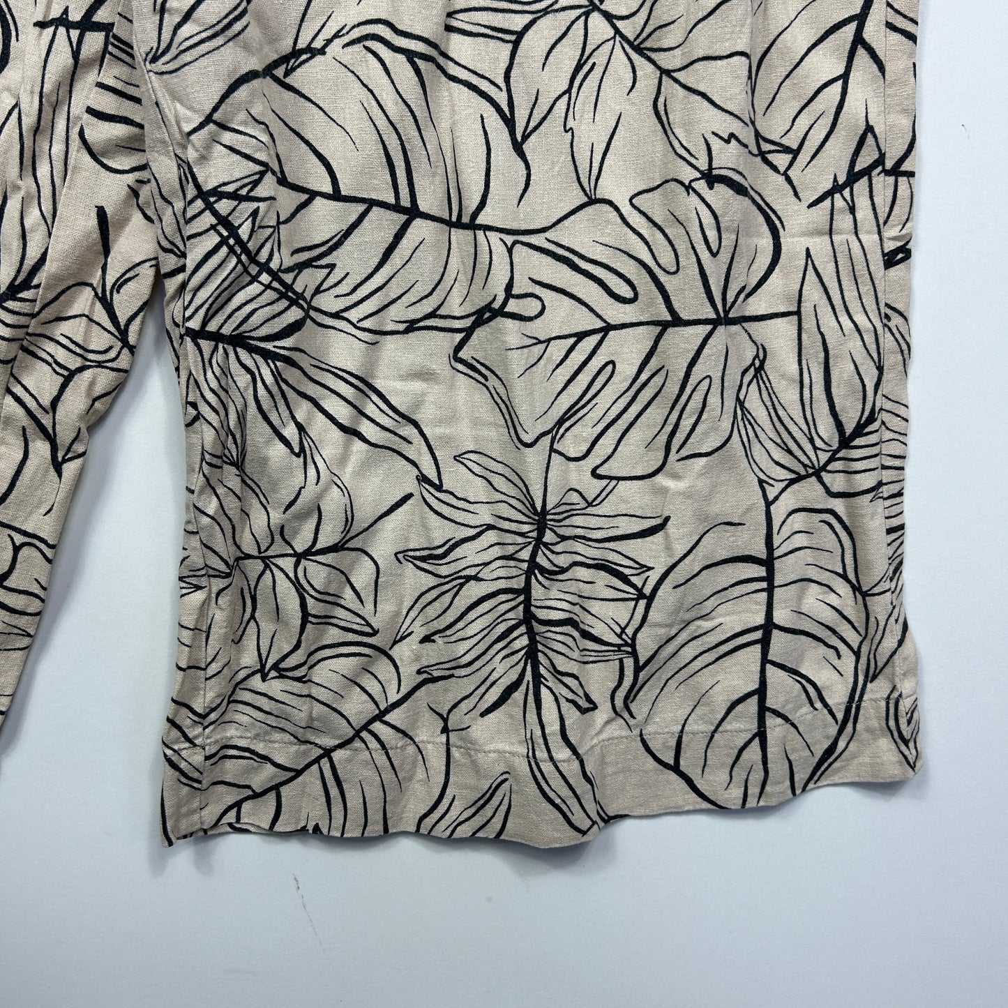Anko Beige Leaf Print Linen Pant - Size 18 (fault - missing button)