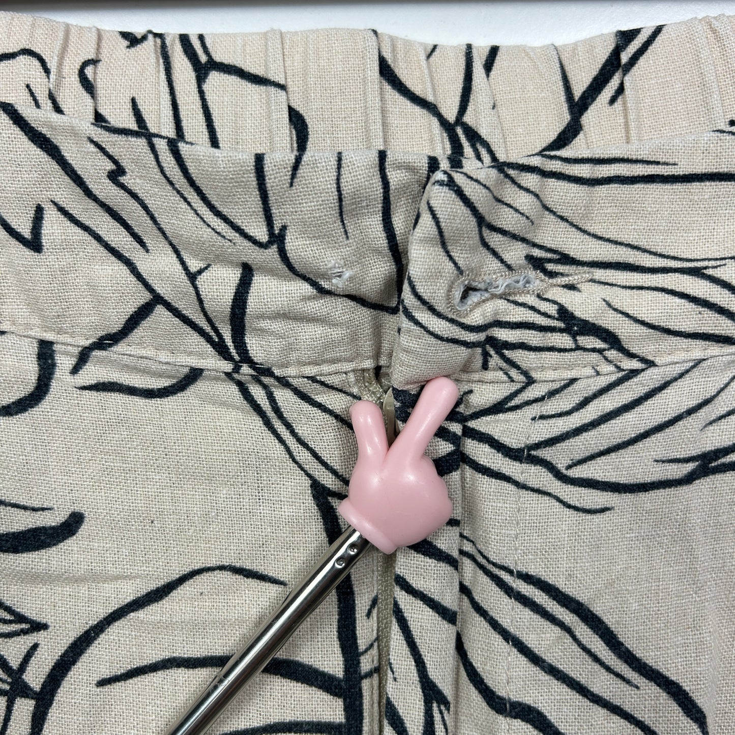 Anko Beige Leaf Print Linen Pant - Size 18 (fault - missing button)