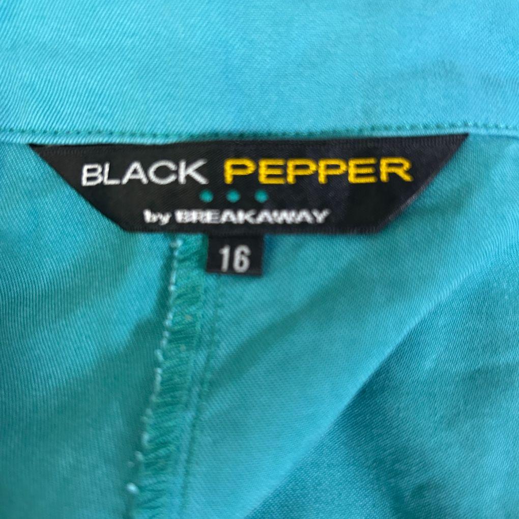 Black Pepper Teal Cotton Pants - Size 16
