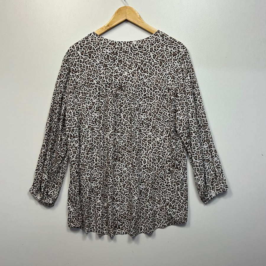 Autograph Cream Animal Print Top - Size 16