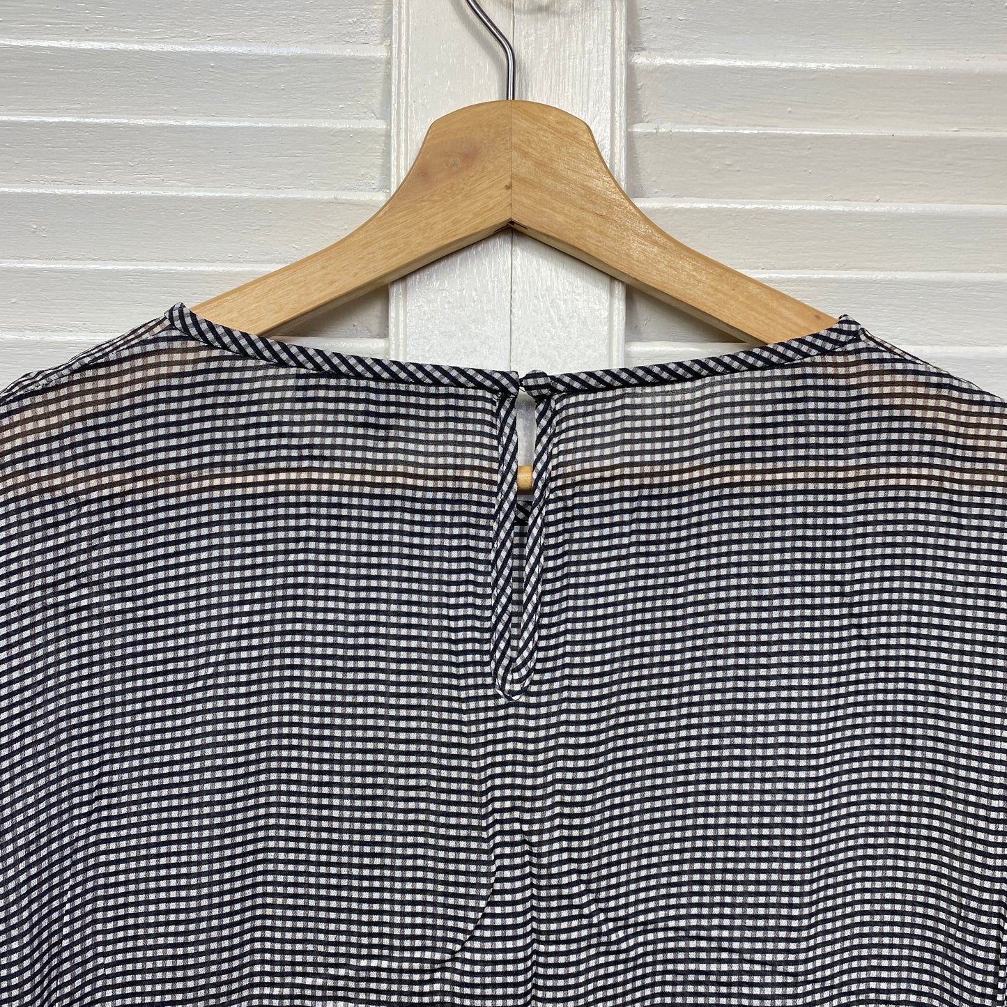 David Lawrence Top Size 14 Long Sleeve Black Check Sheer