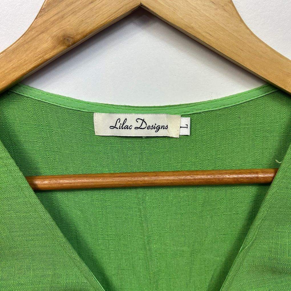 Lilac Designs Green Sequins Linen Top - Size L