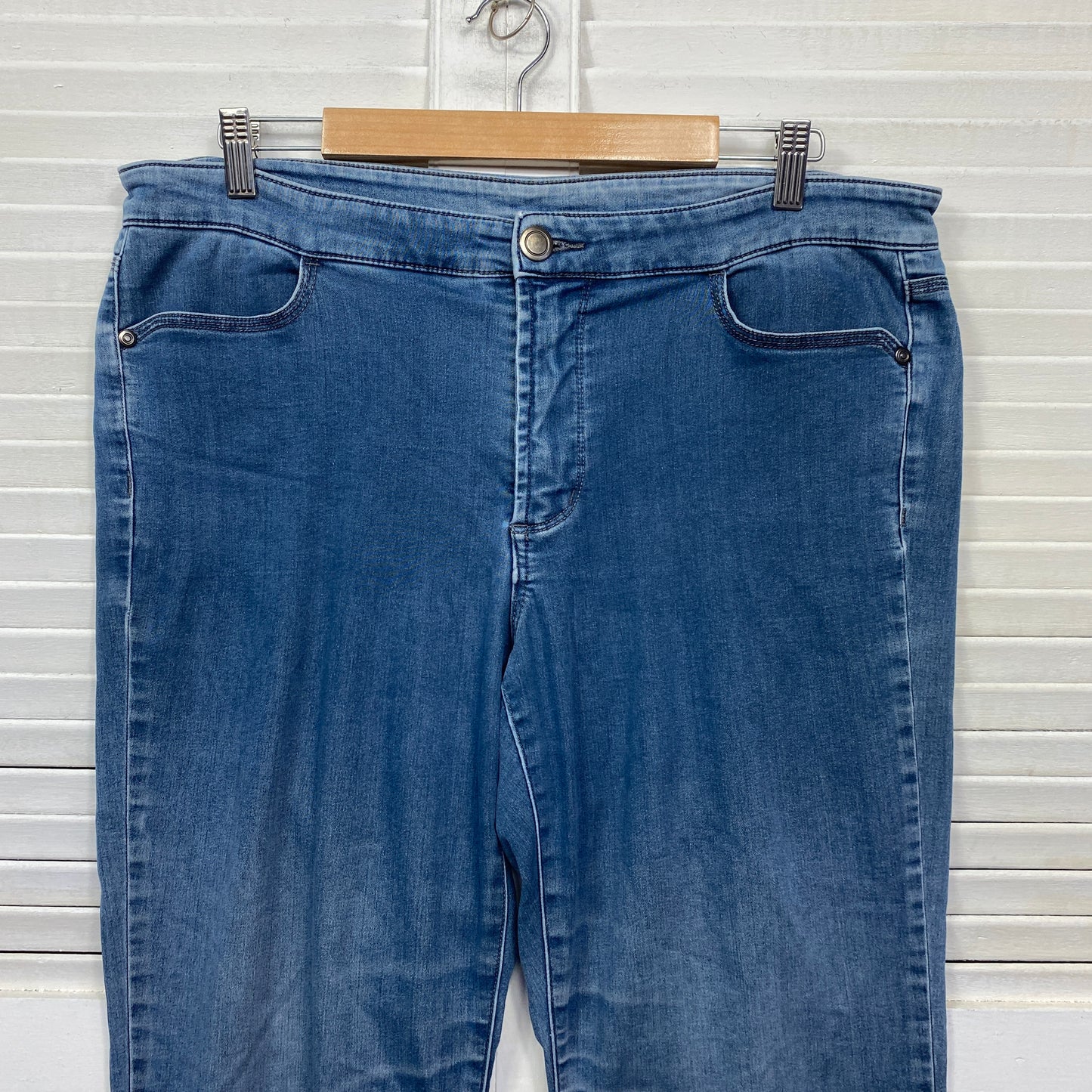 Beme Jeans Size 14 Plus Blue Denim Pockets Zip Fly