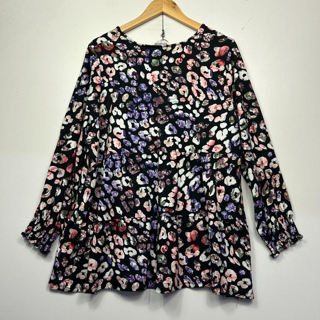 Virtuelle Black Floral Top - Size 18/M