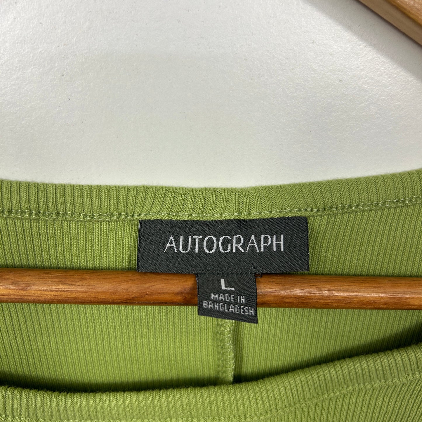 Autograph Green Ribbed Cut Out Top - Size L