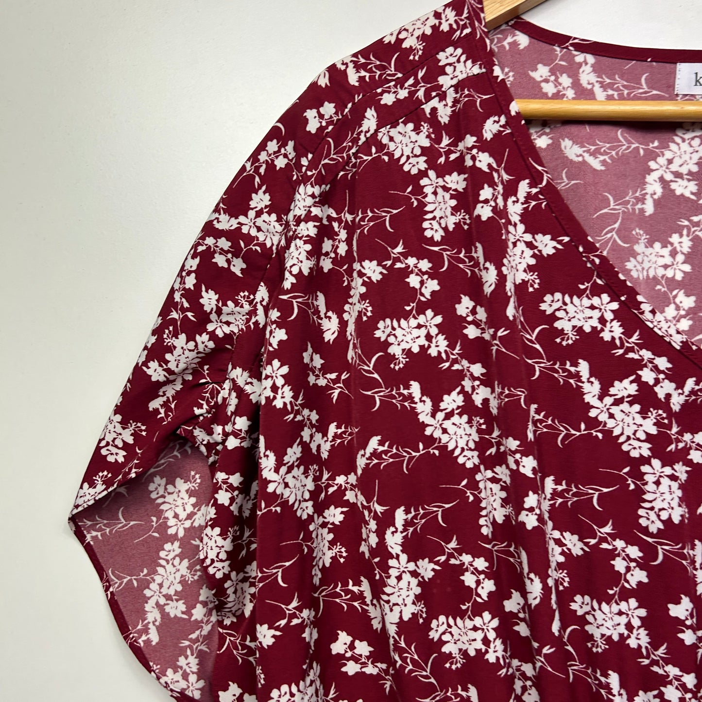Bird Keepers Dress Size 18 Maroon Floral Long Sleeve Birdsnest