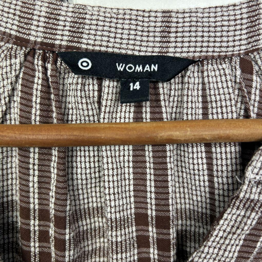 Target Woman Brown Check Cotton Dress - Size 14