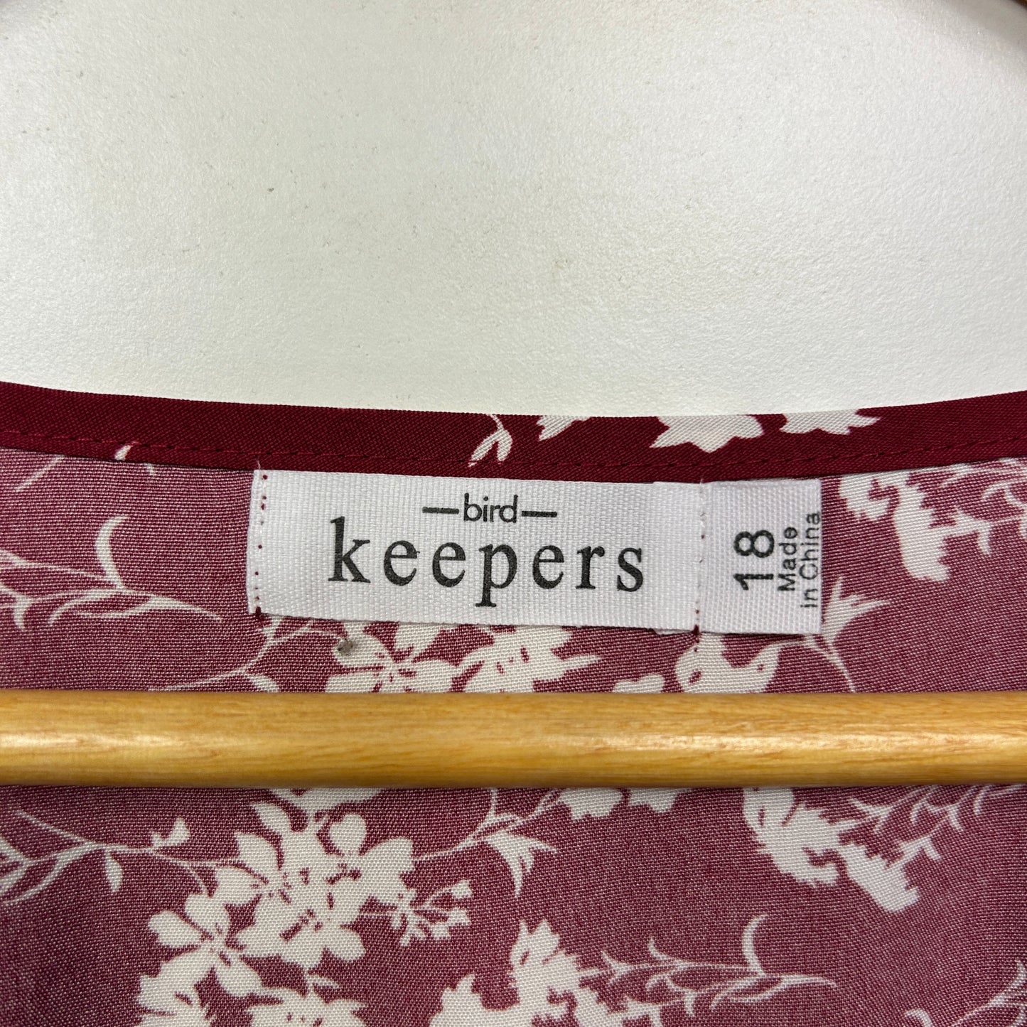 Bird Keepers Dress Size 18 Maroon Floral Long Sleeve Birdsnest