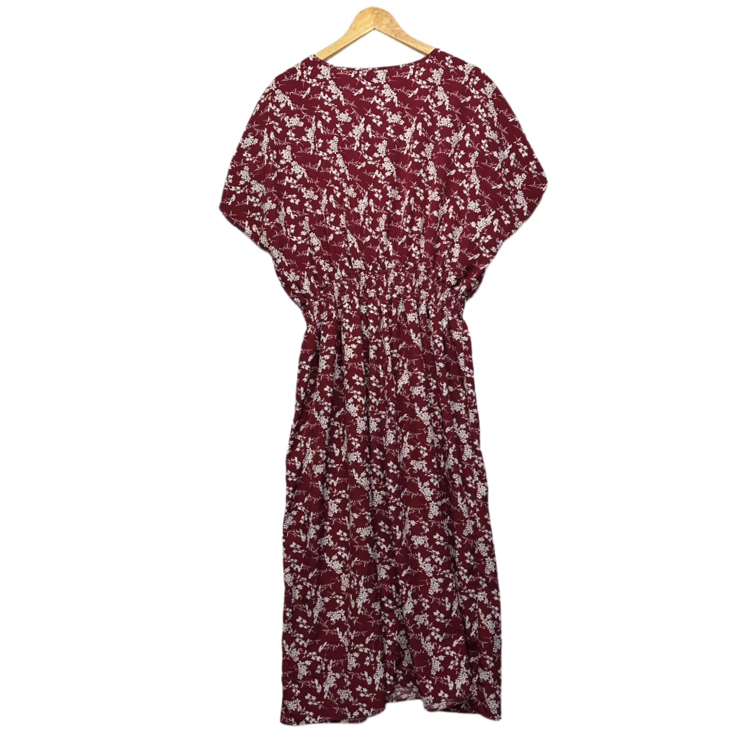 Bird Keepers Dress Size 18 Maroon Floral Long Sleeve Birdsnest