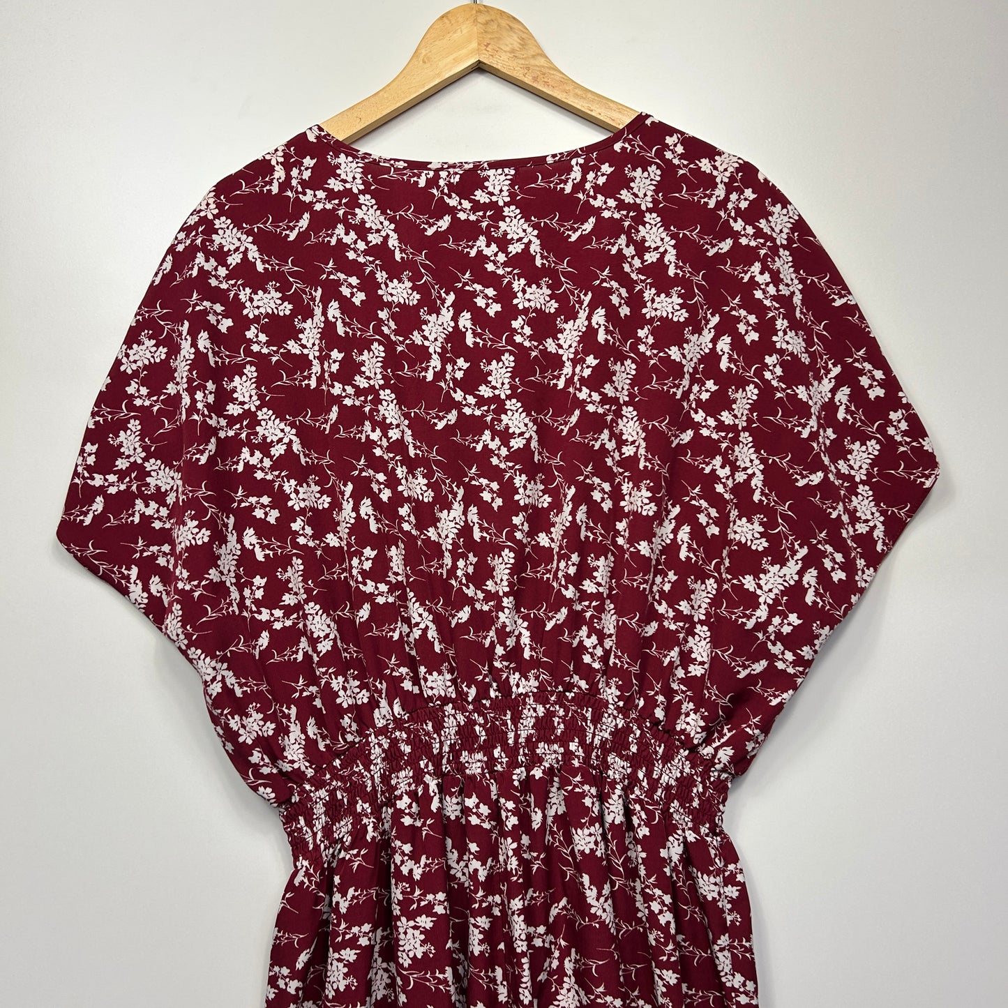 Bird Keepers Dress Size 18 Maroon Floral Long Sleeve Birdsnest