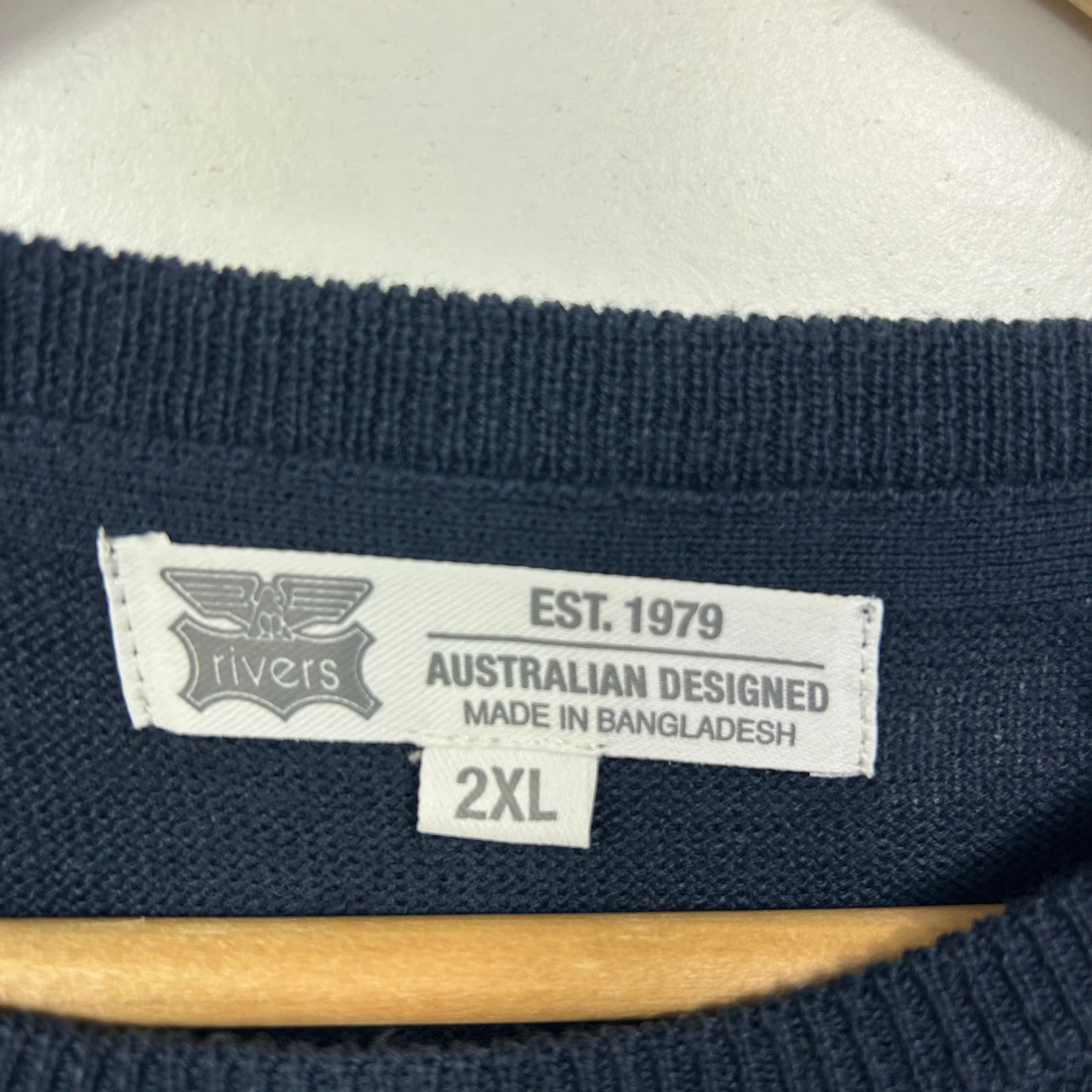 Rivers Navy Mustard Grey Colour Block Sweater - Size 2XL