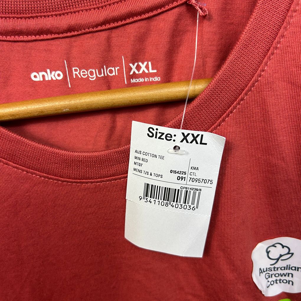 Anko Red Cotton Mens Tee - Size XXL