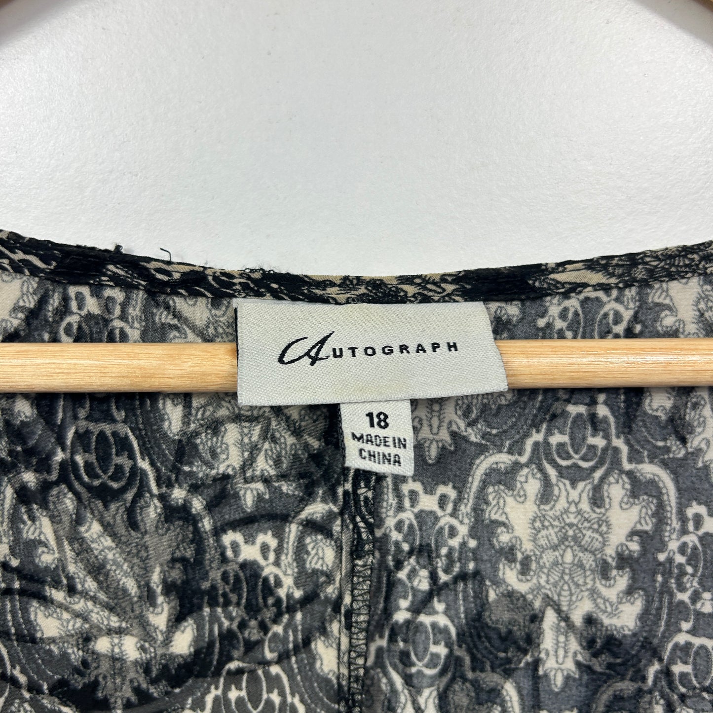 Autograph Black Grey Paisley Print Kimono - Size 18