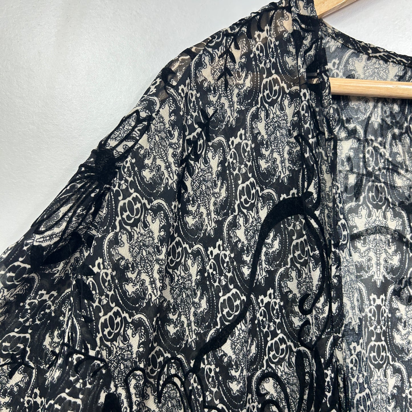 Autograph Black Grey Paisley Print Kimono - Size 18