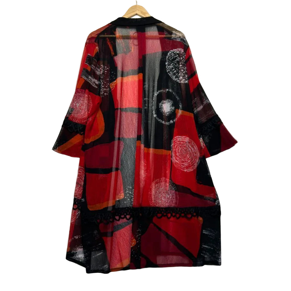 Taking Shape Red Multicoloured Kimono - Size 22/XL