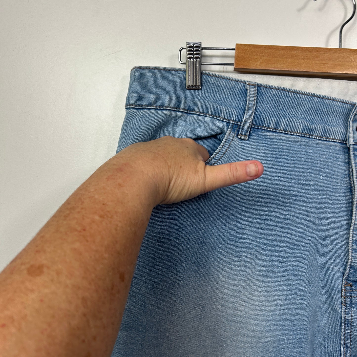 Rockmans Light Blue Denim Shorts - Size 20