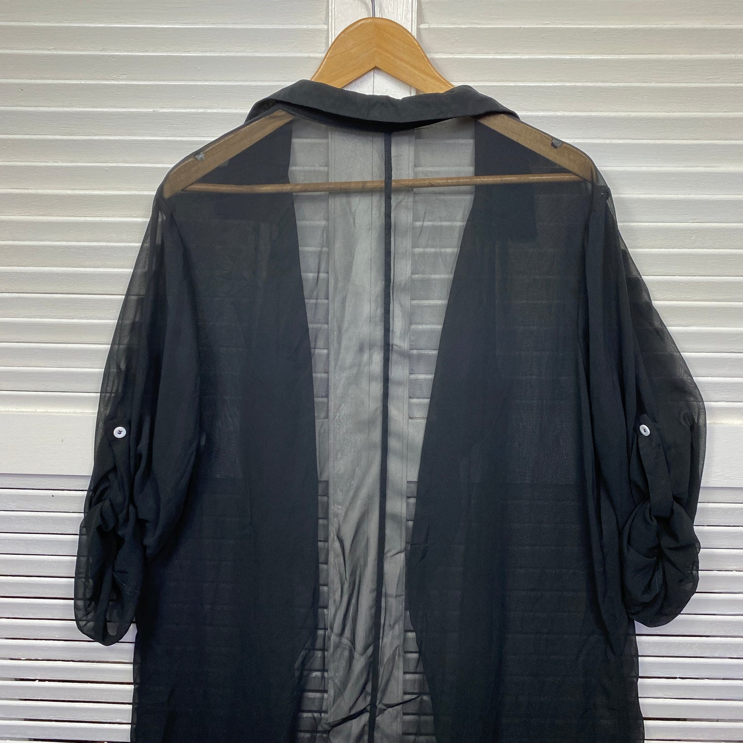 Shein Curve Top Size 16 18 2XL Black Long Sleeve Sheer