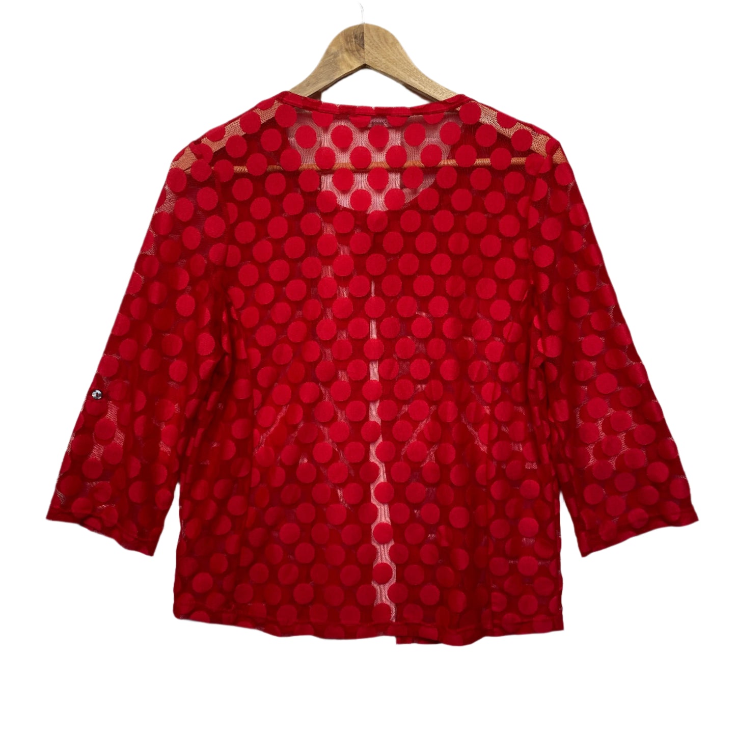 Yarra Trail Top Size Large 14 Red Button Up Sheer