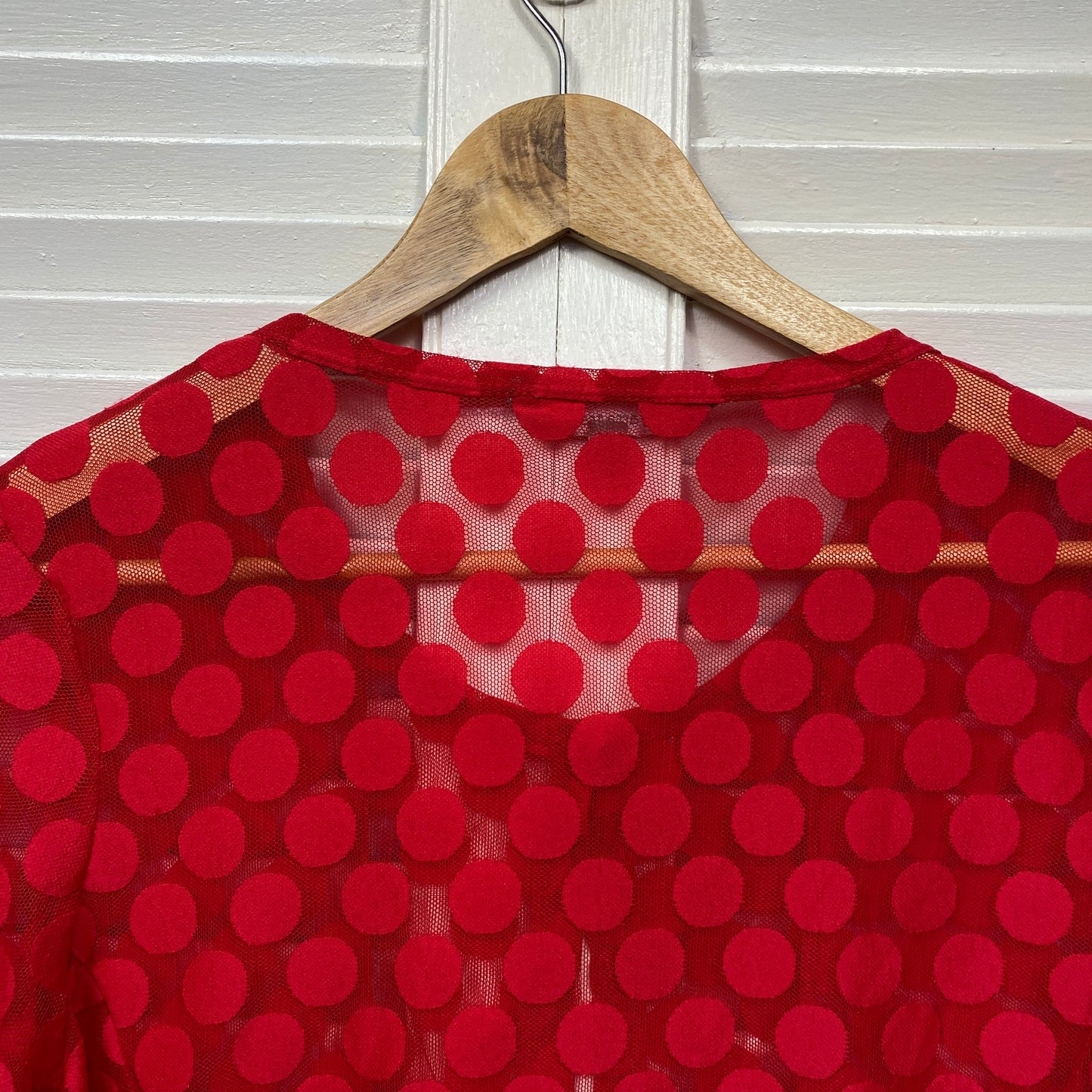 Yarra Trail Top Size Large 14 Red Button Up Sheer