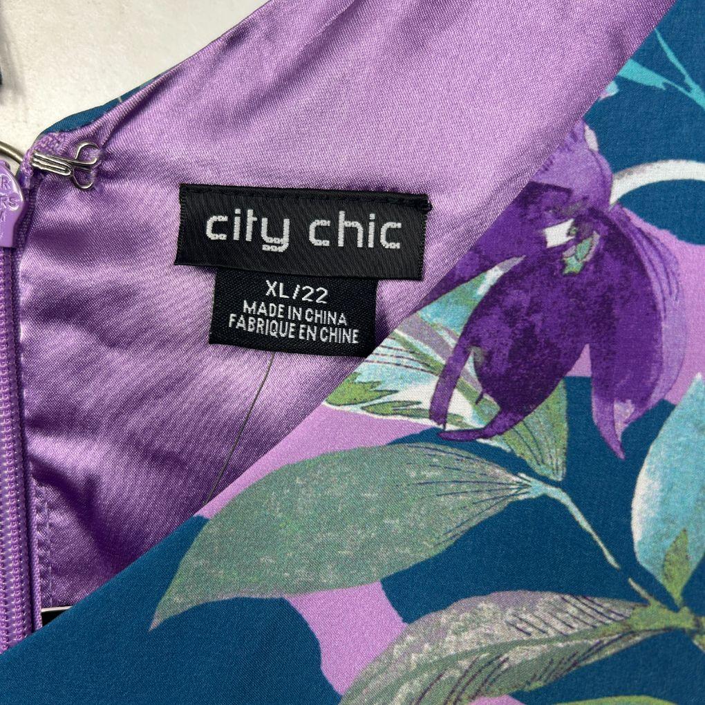 City Chic Purple Floral Dress - Size 22