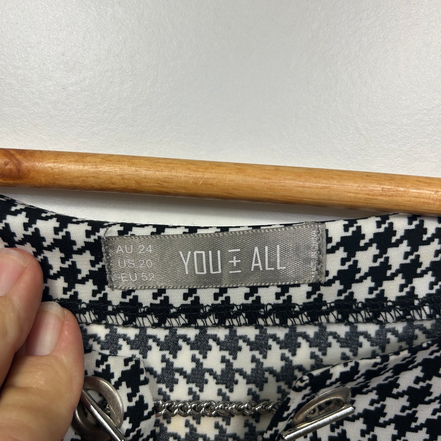 You + All Black and White Houndstooth Top - Size 24