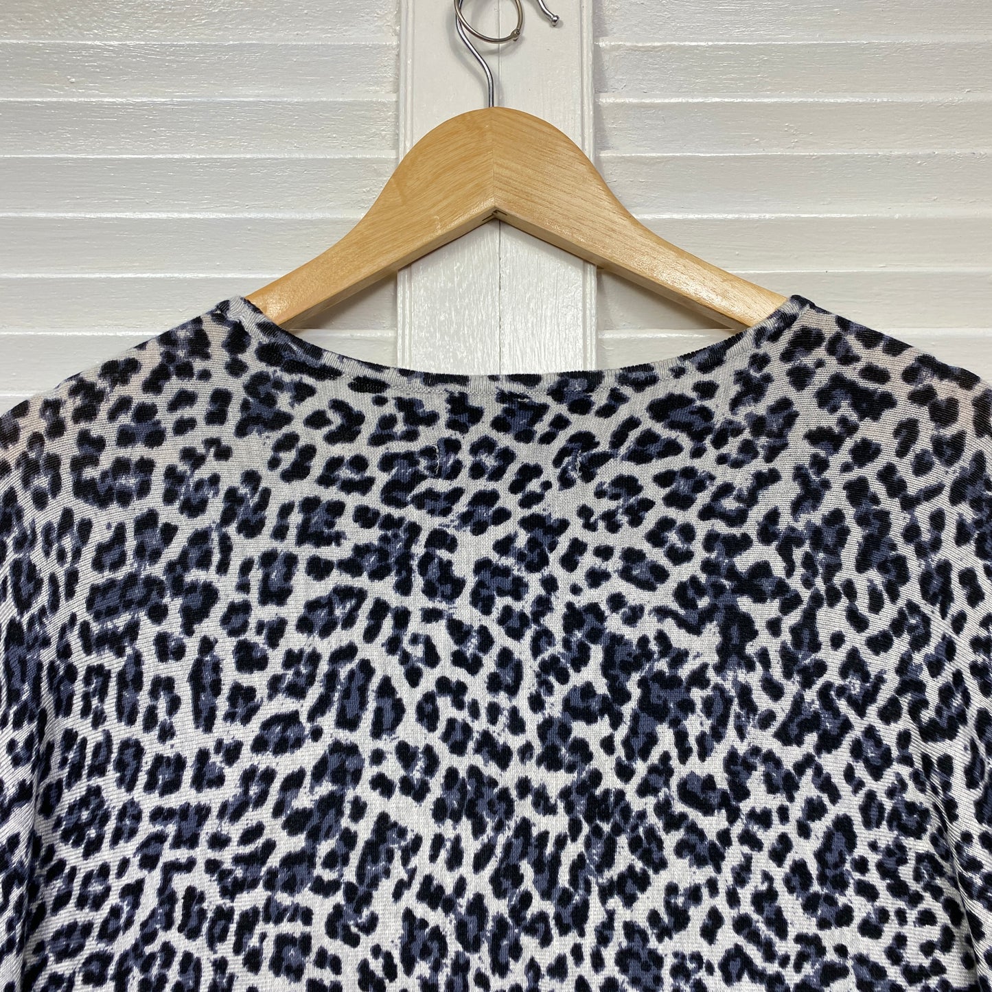 Katies Knit Top Size 16 XL Black White Animal Print 3/4 Sleeve