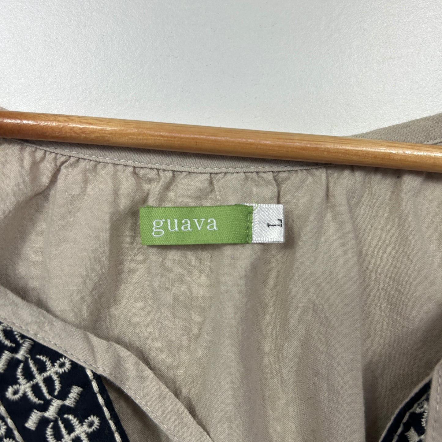 Guava Natural Beige Embroidered Tassel Top - Size L