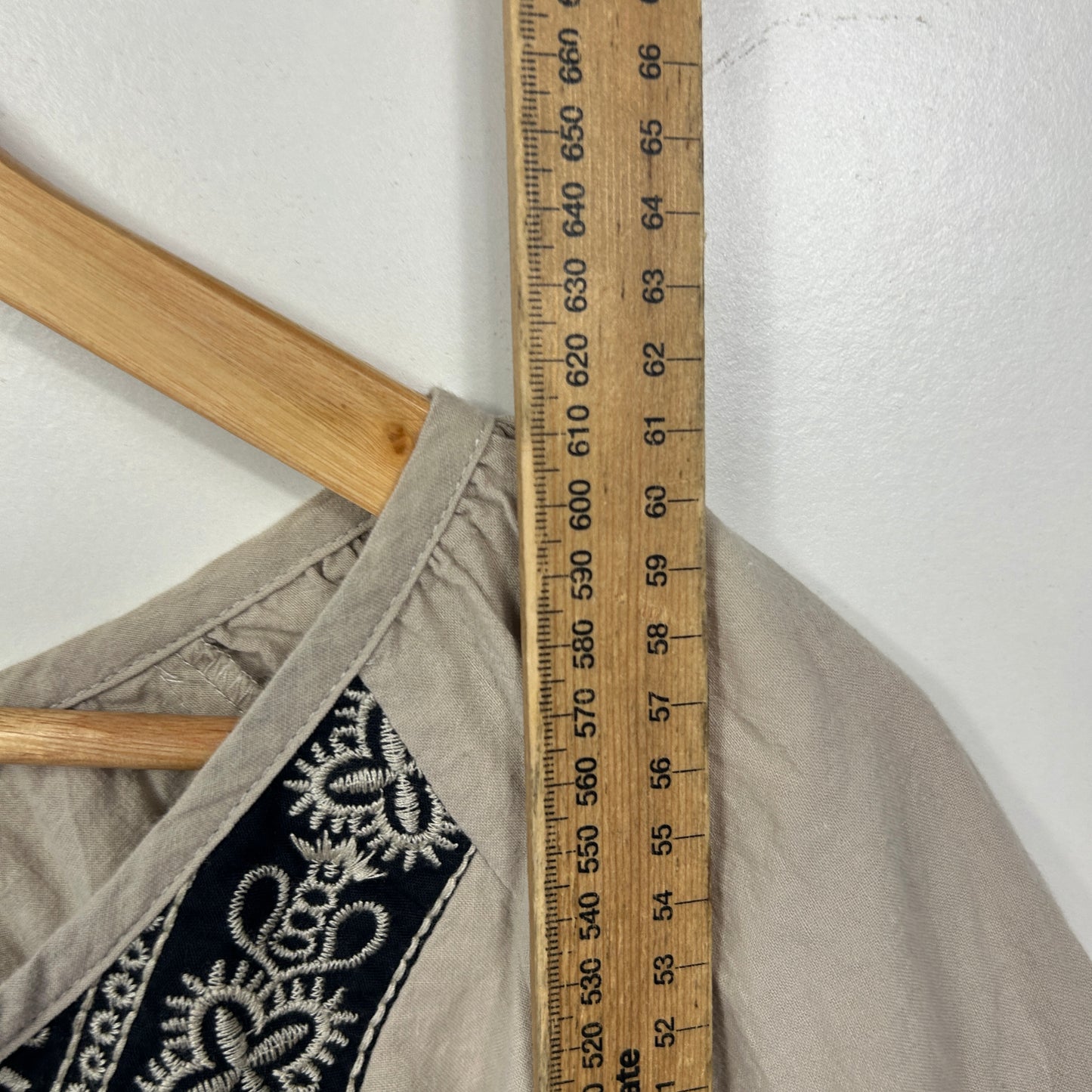 Guava Natural Beige Embroidered Tassel Top - Size L