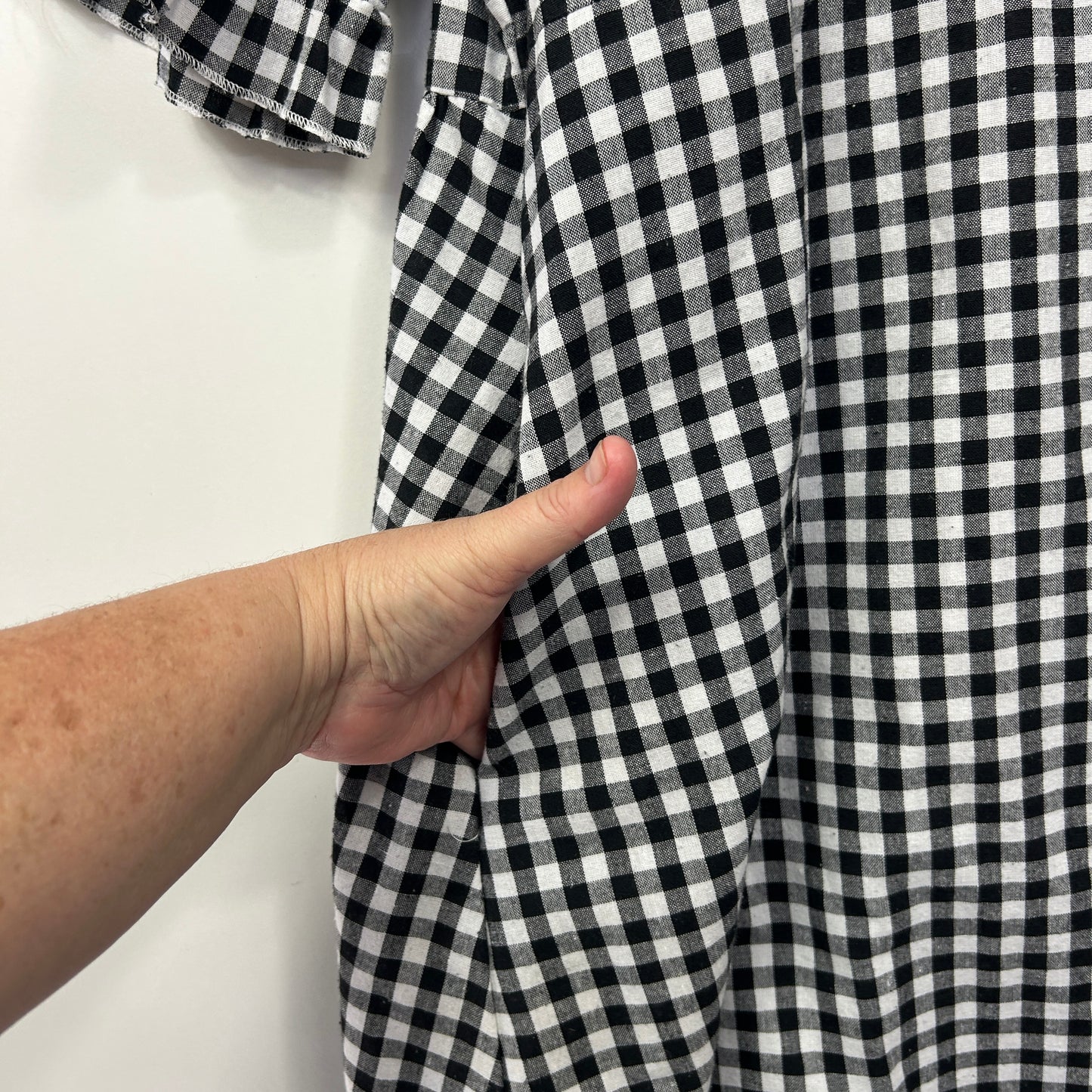 Cali & Co Black White Gingham Check Dress - Size 2XL