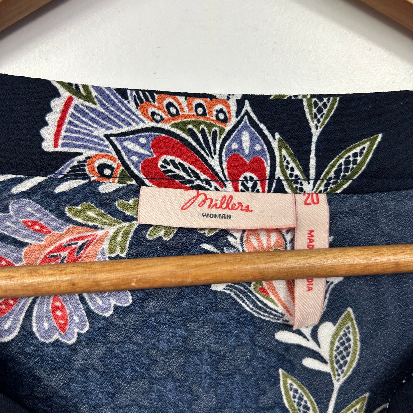 Millers Navy Blue Floral Top - Size 20