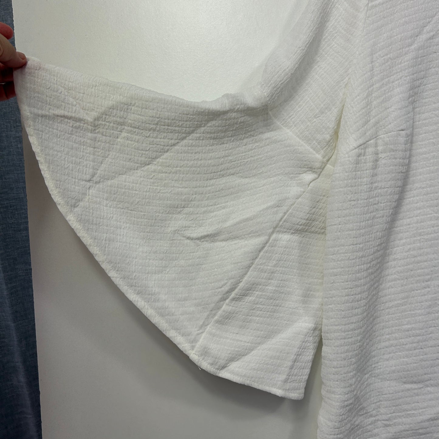 Khoko White Textured Bell Sleeve Top - Size 14/16