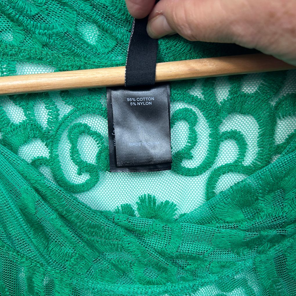 Taking Shape Green Lace Overlay Dress Top Layer - Size 14/XS