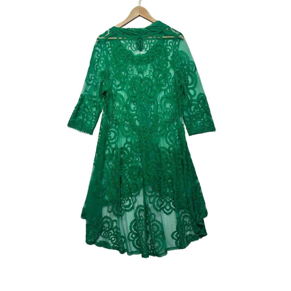 Taking Shape Green Lace Overlay Dress Top Layer - Size 14/XS