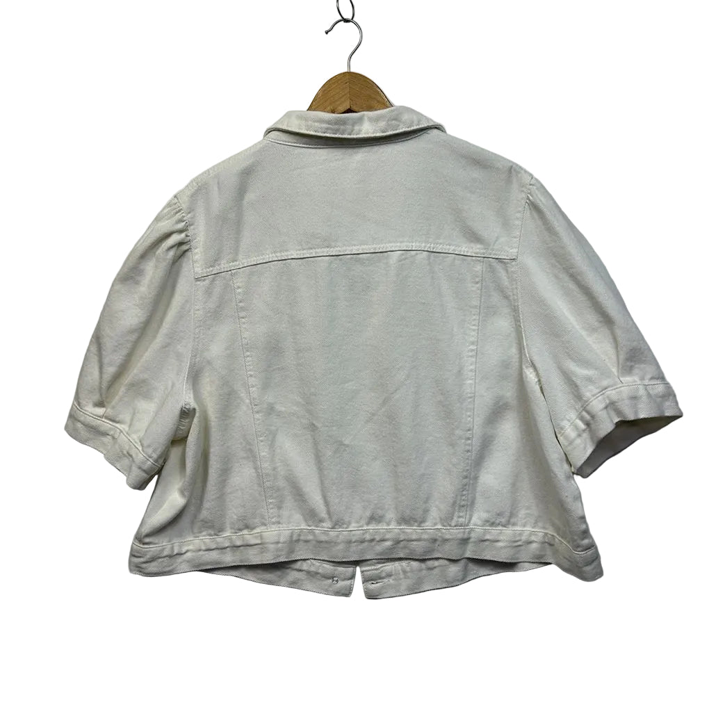 White Cotton Cropped Denim Jacket - Size 5XL