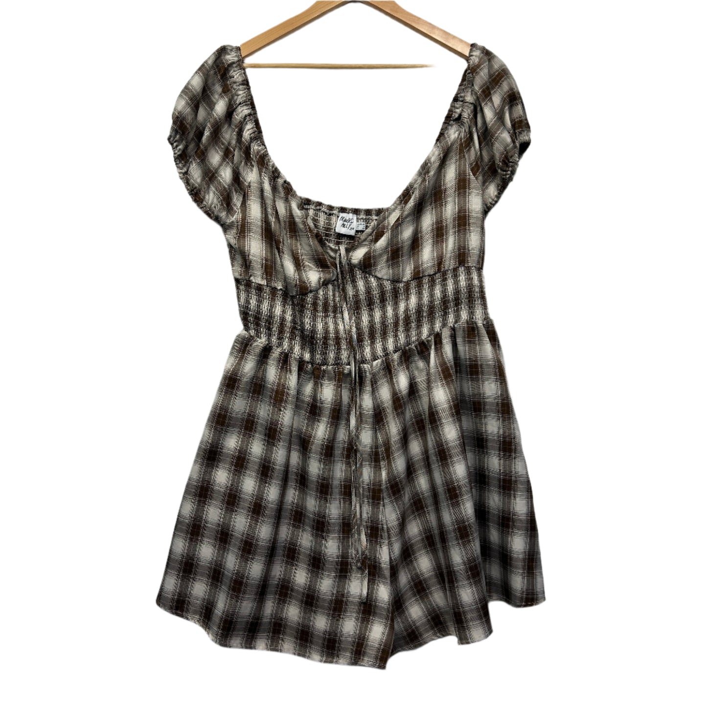 Princess Polly Playsuit Size 20 Chocolate Check Pockets
