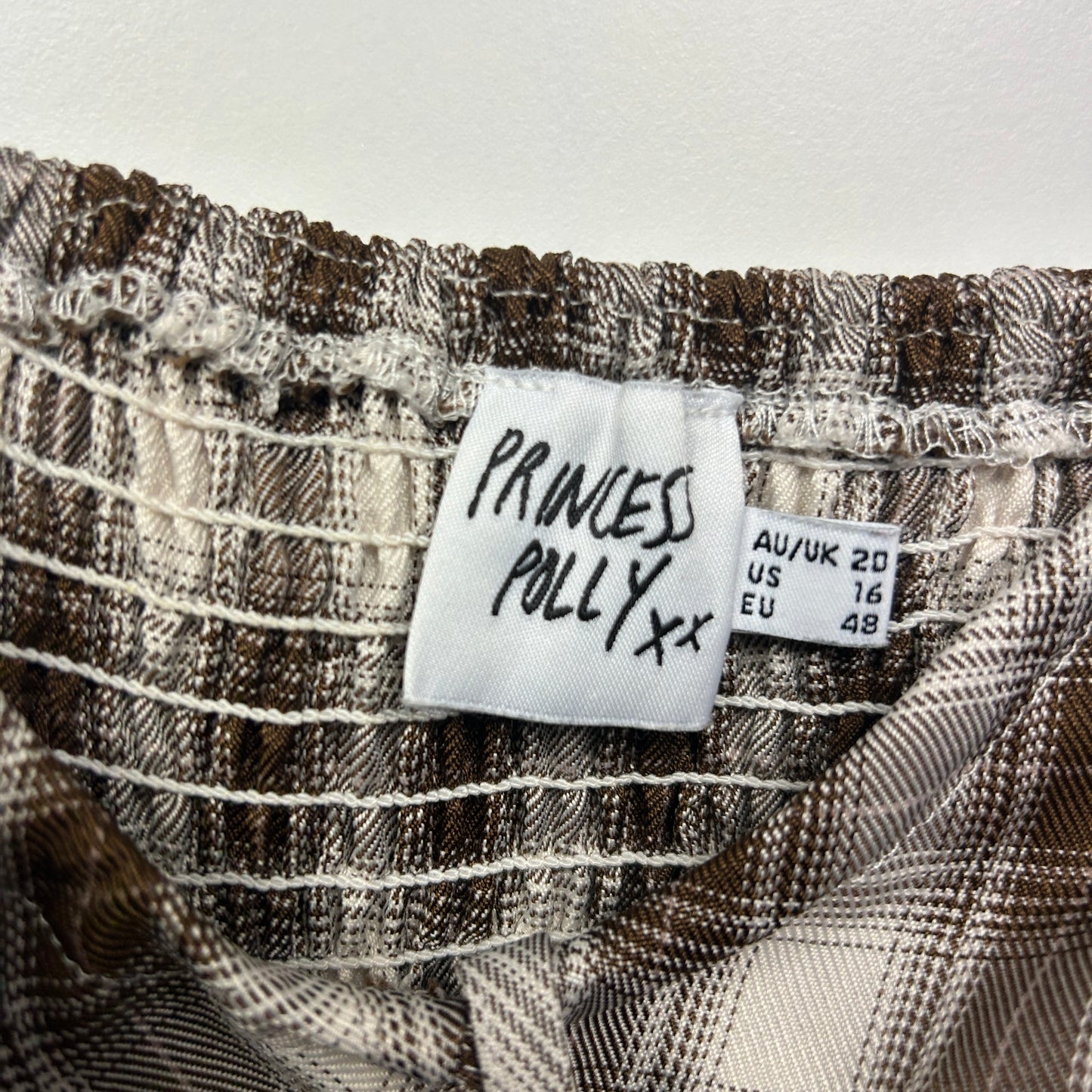 Princess Polly Playsuit Size 20 Chocolate Check Pockets