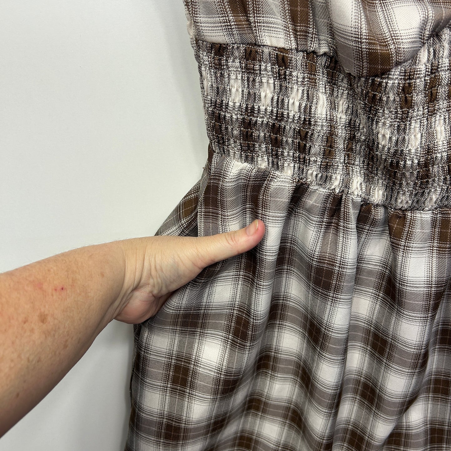 Princess Polly Playsuit Size 20 Chocolate Check Pockets