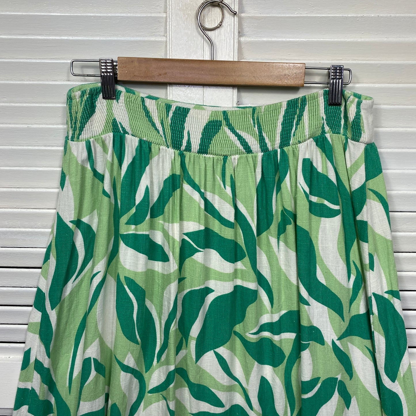 Forever Chic Maxi Skirt Size 14 Green Linen Blend