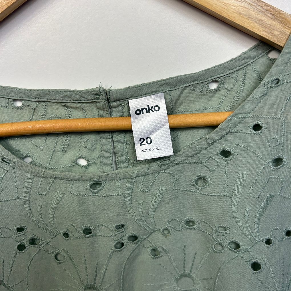 Anko Sage Green Cotton Top - Size 20