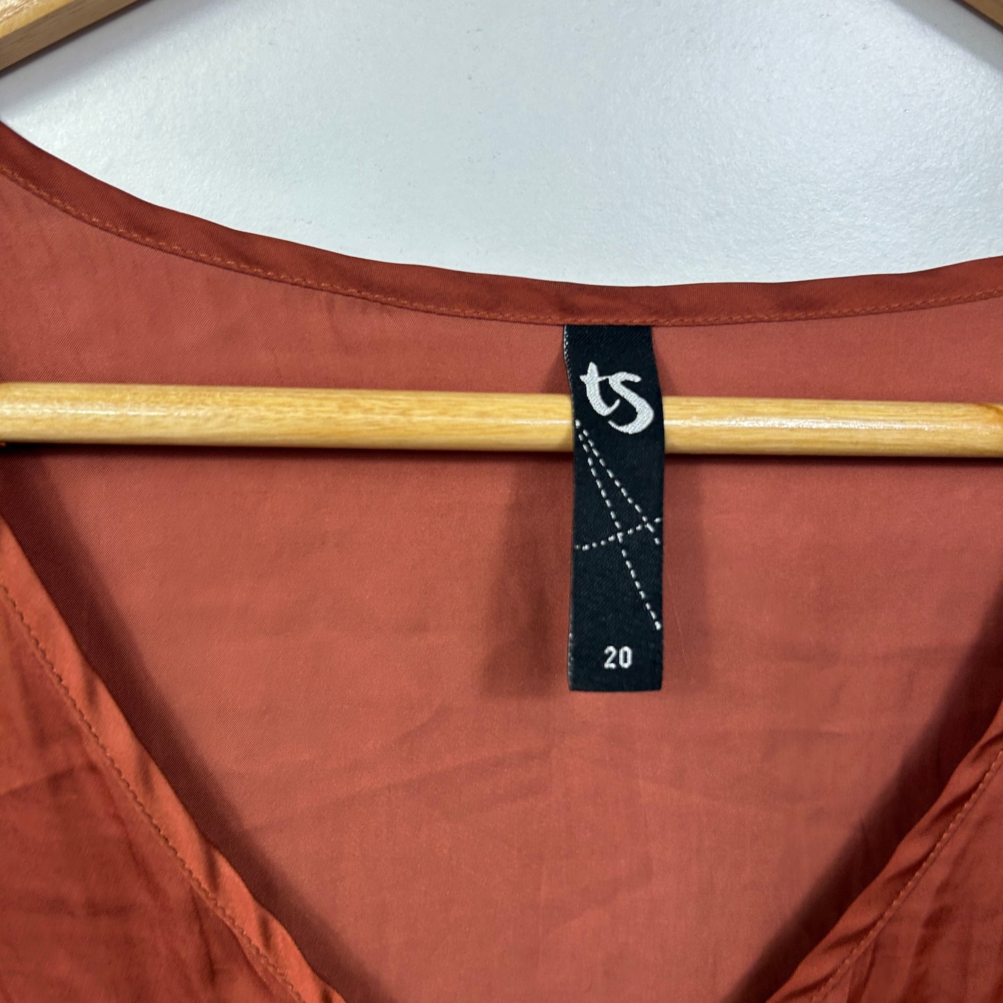 Taking Shape Rust Brown Satin Pleated Top - Size 20