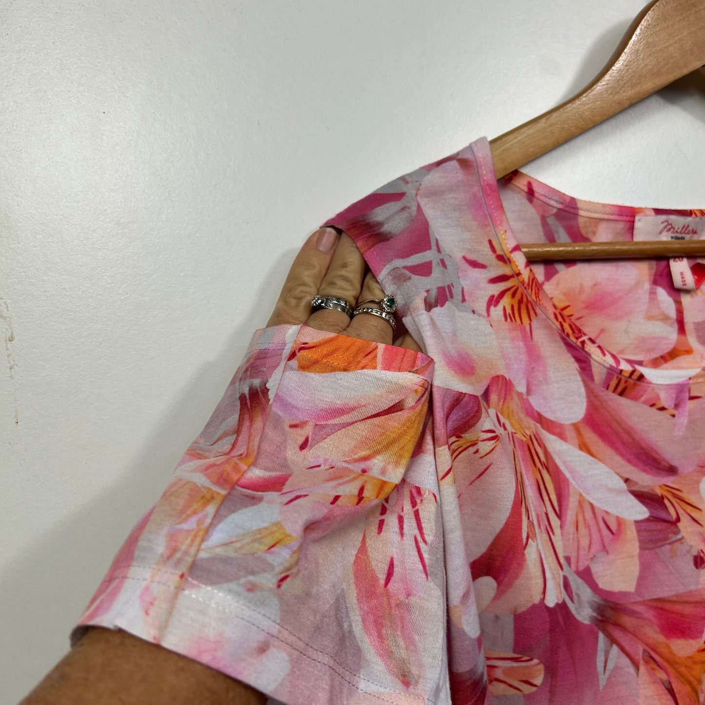 Millers Pink Floral Cold Shoulder Top - Size 20