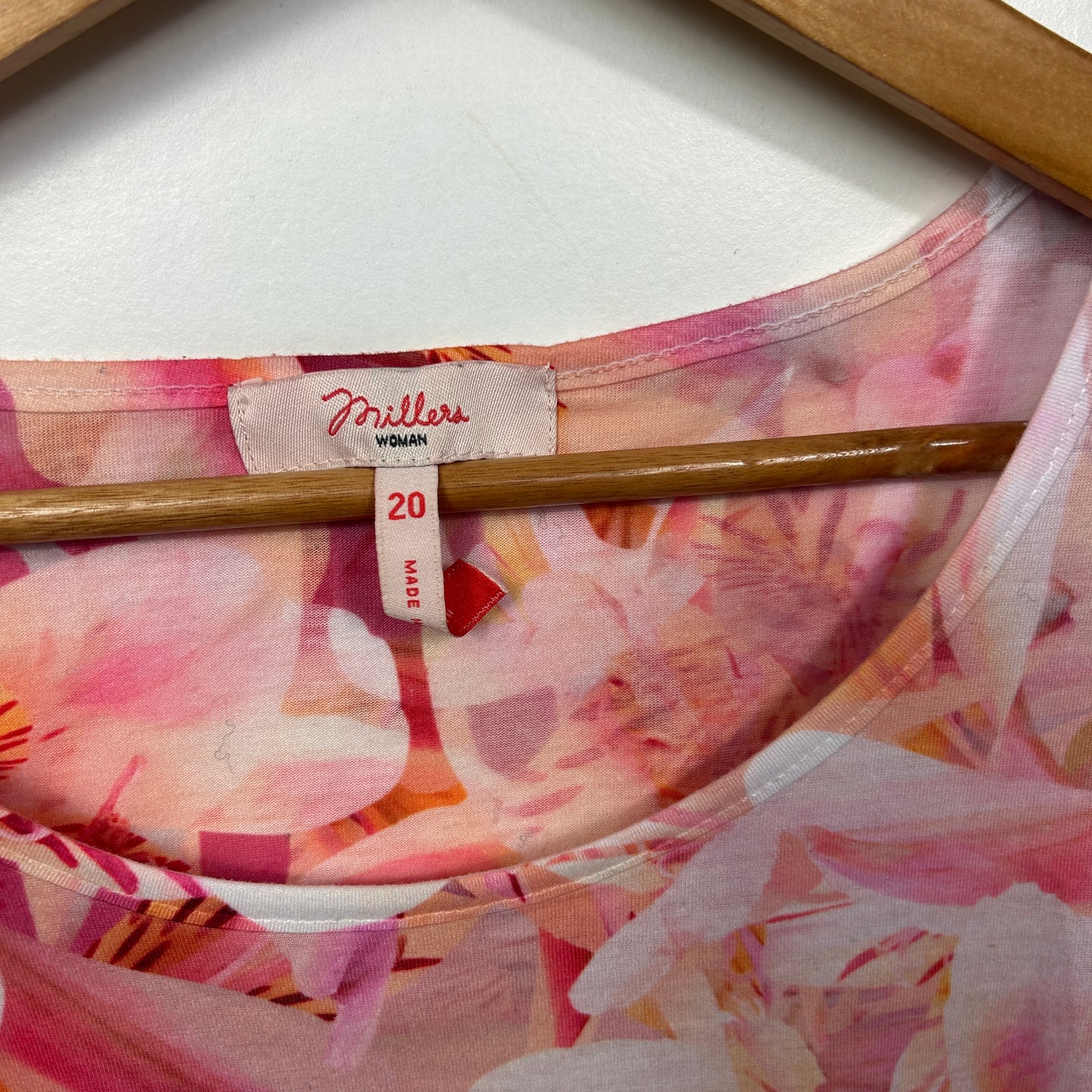 Millers Pink Floral Cold Shoulder Top - Size 20