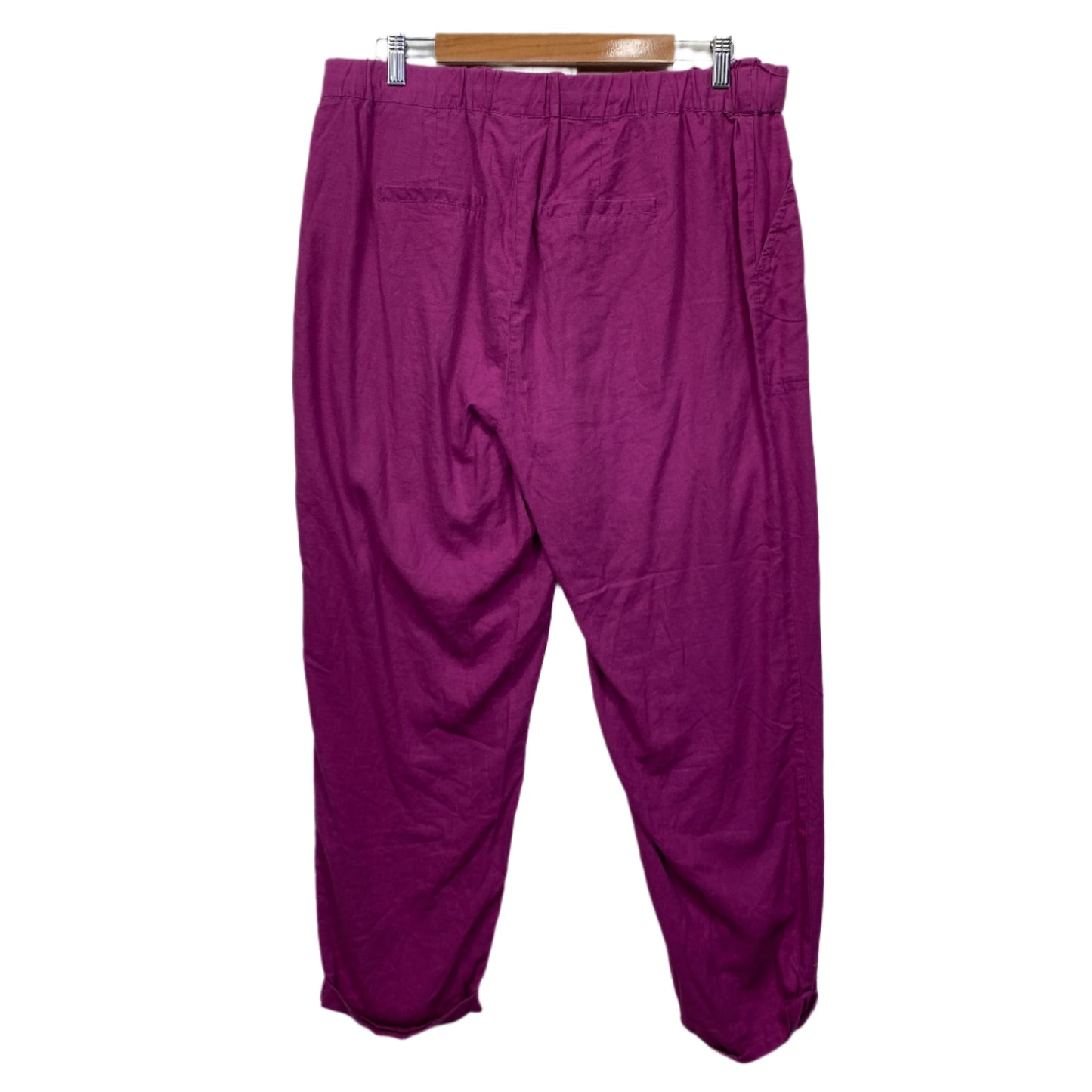 Autograph Linen Pants Size 14 Purple Pockets Elastic Waist