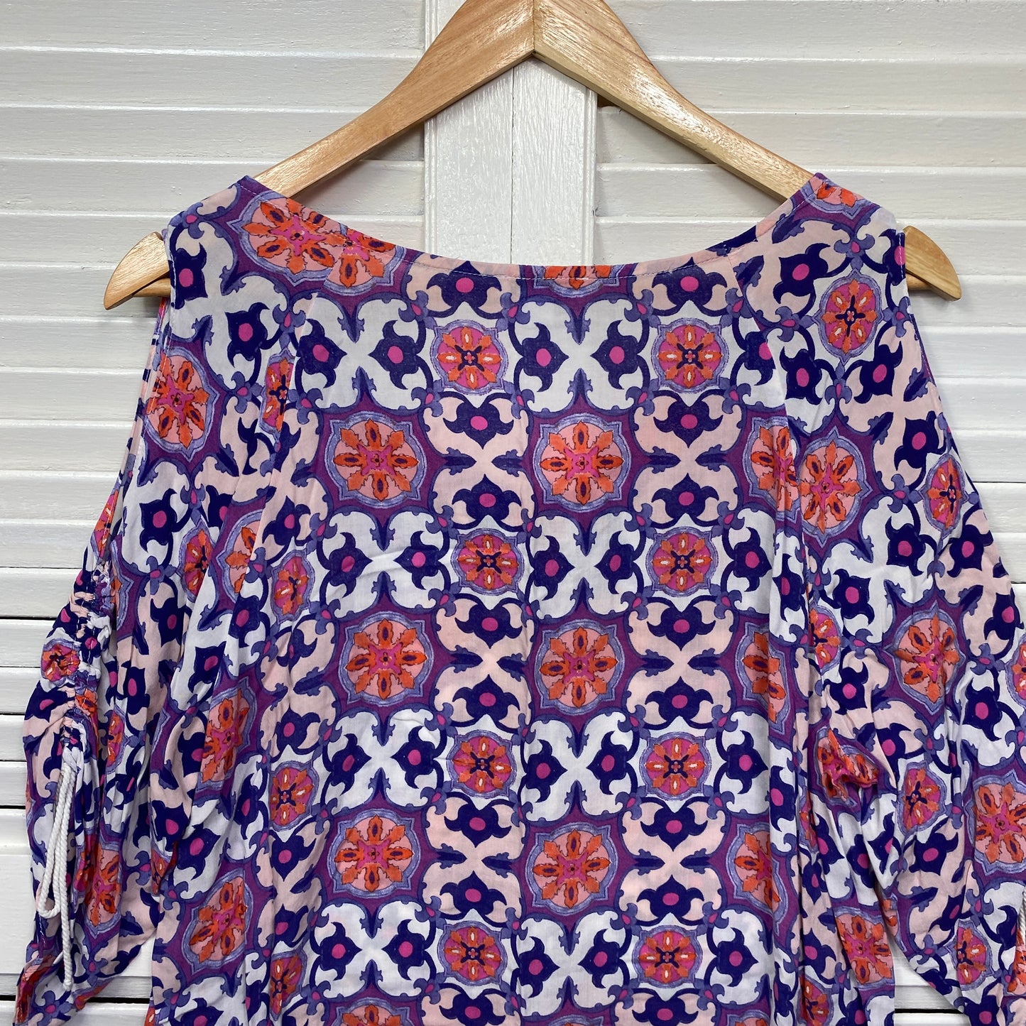 Rockmans Top Size 16 Multicoloured Cold Shoulder Sleeve