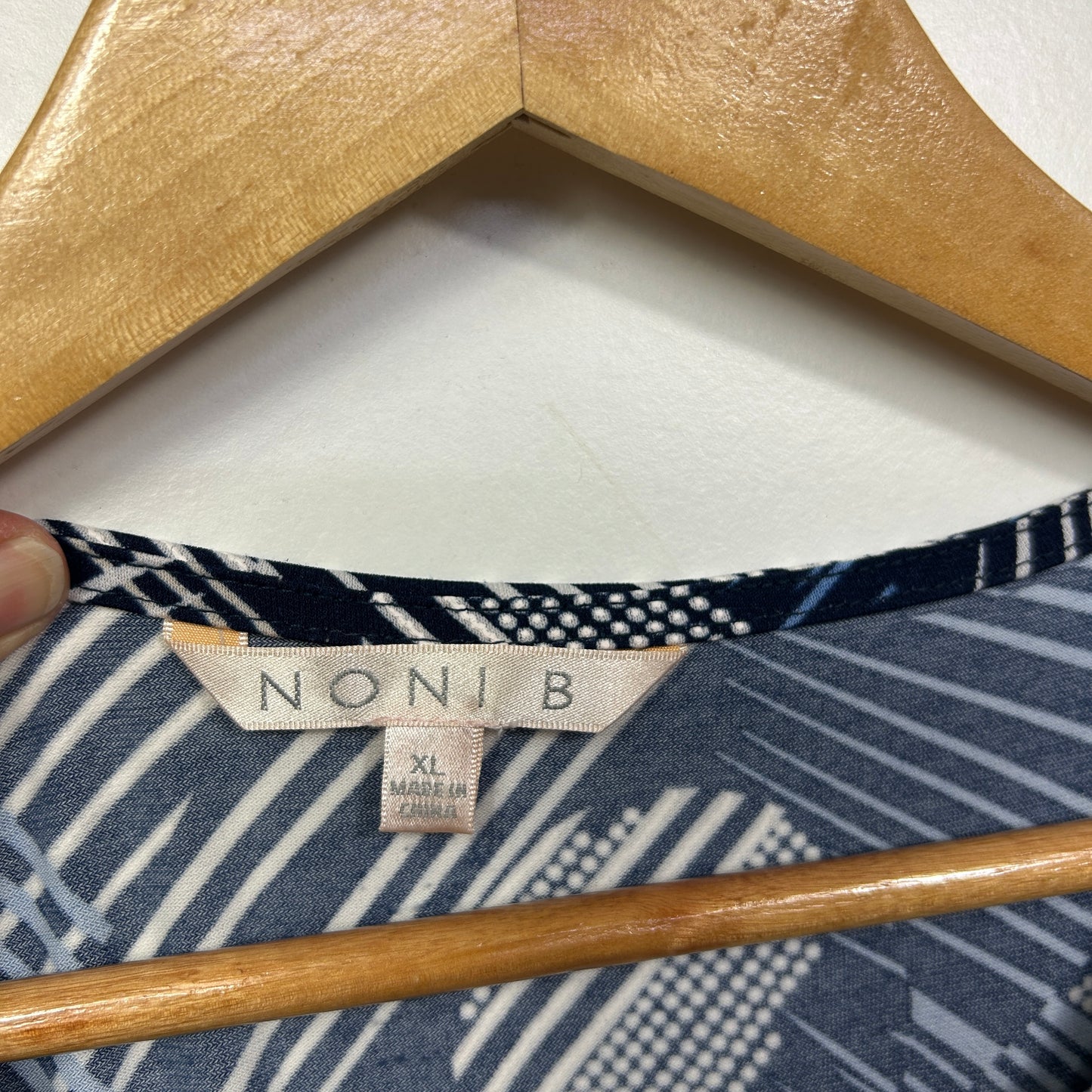 Noni B Navy Geometric Print Top - Size XL