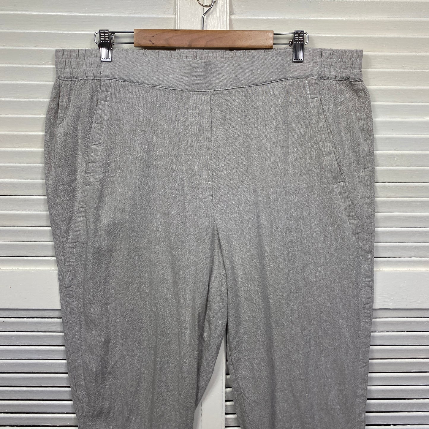 Autograph Linen Blend Pants Size 18 Grey Pockets Cropped