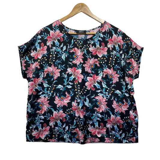 Mela Purdie Top Size 14 16  Floral Short Sleeve