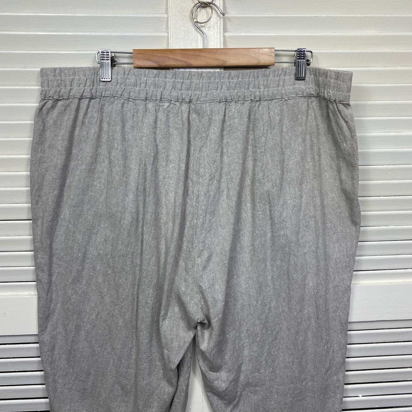 Autograph Linen Blend Pants Size 18 Grey Pockets Cropped