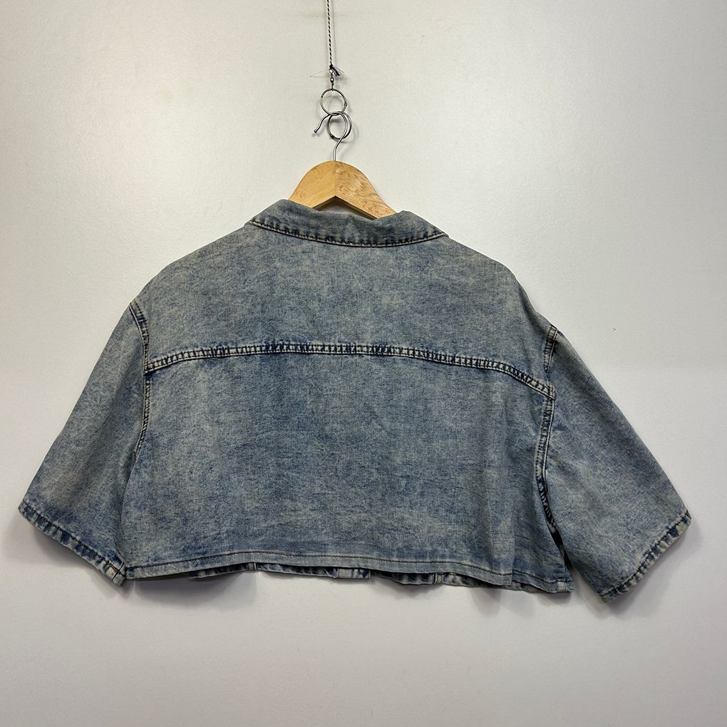Shein Blue Denim Crop Jacket - Size 4XL