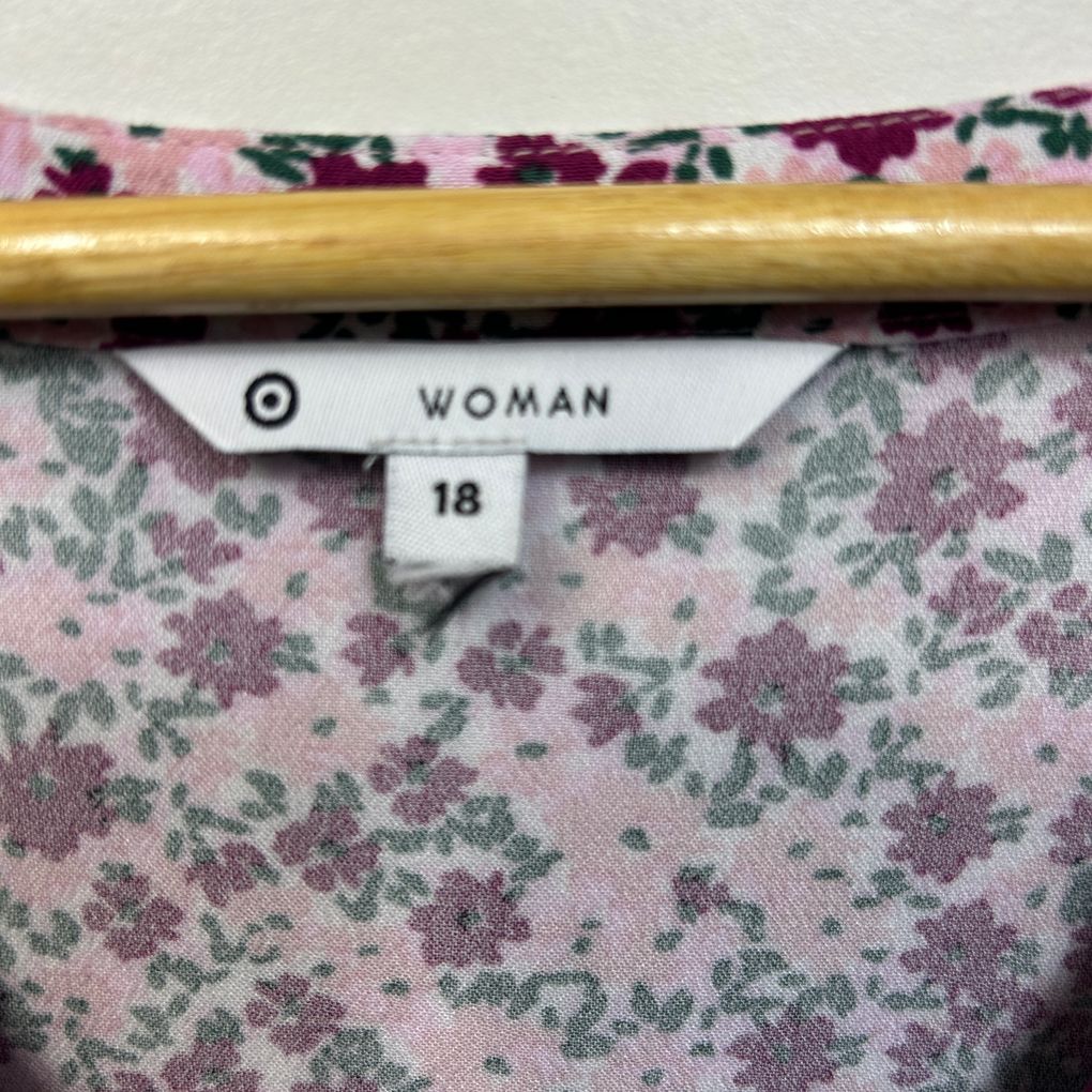 Target Pink Floral Long Sleeve Dress - Size 18